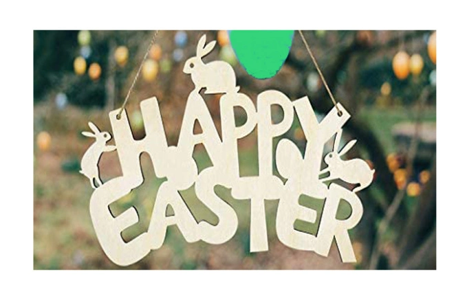 Luxury Wooden Easter Pendant Wooden English Letters Rabbit Easter Decoration