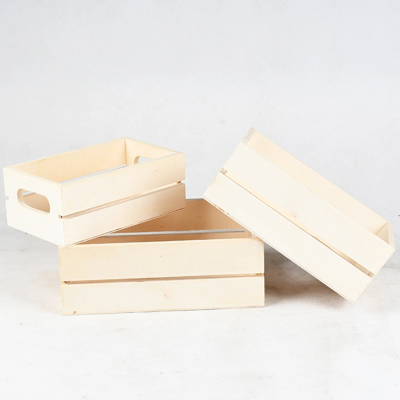 Wood Crates with Handles Wooden Nesting Serving Trays