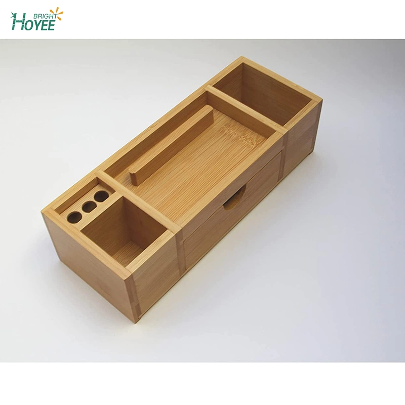 Bamboo Wood Desk Organizer with File Organizer for Office Supplies Storage