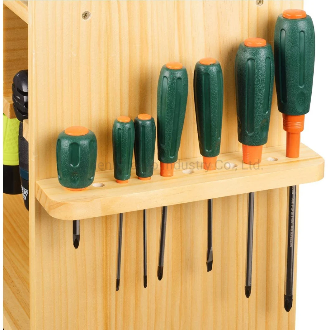 Wooden Bamboo Drill Charging Station, Power Tool Organizer, Cordless Drill Holder, Wall Mounted Tool Garage Storage Organizer