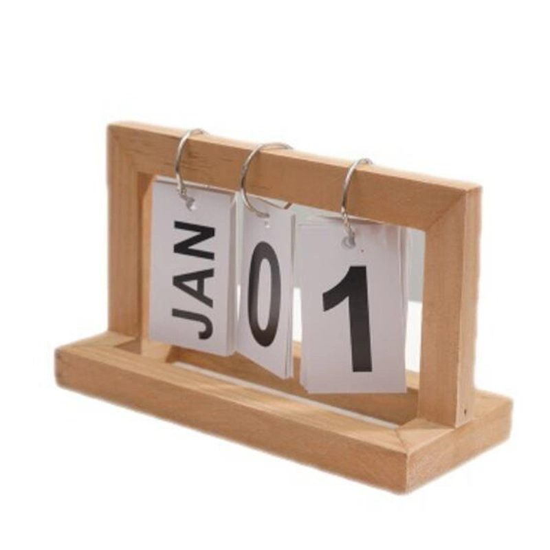 Home Office Desk Decoration Vintage Wood Calendar