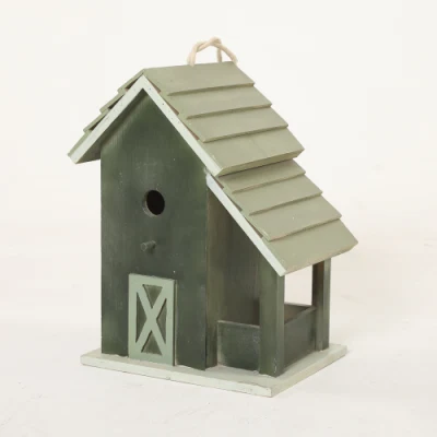 Casa de pássaro suspensa de madeira para área externa