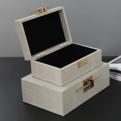 Caixa de joias de luxo personalizada com logotipo branco estampada em couro de madeira colar/organizador de caixa de brincos