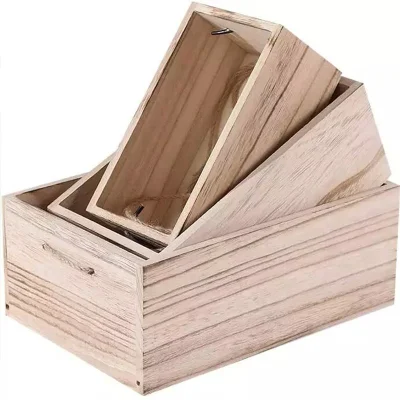 Caixas decorativas de armazenamento de madeira para fazendas caixas de madeira rústica com alças