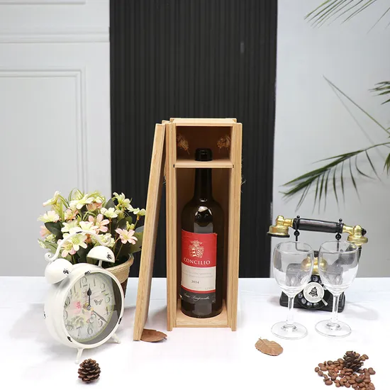 Embalagem com tampa transparente Armazenamento Vinho Design Vintage Retrô Caixas de madeira personalizadas para vinho