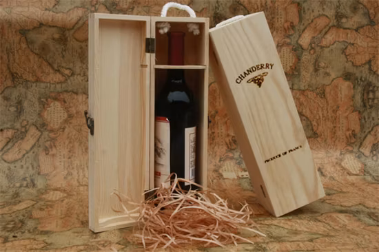 Caixa de vinho de madeira com tampa deslizante natural personalizada para armazenamento